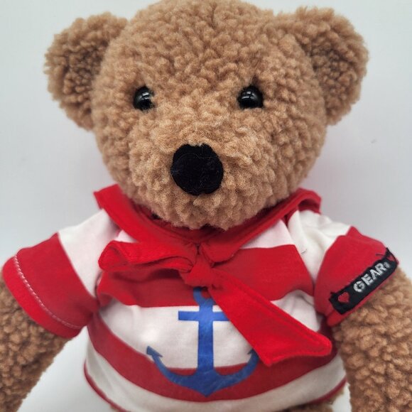 VTG Gund Sailor Gear Teddy Bear Rattle Stuffed Plush Animal 1986 Anchor - Picture 3 of 13